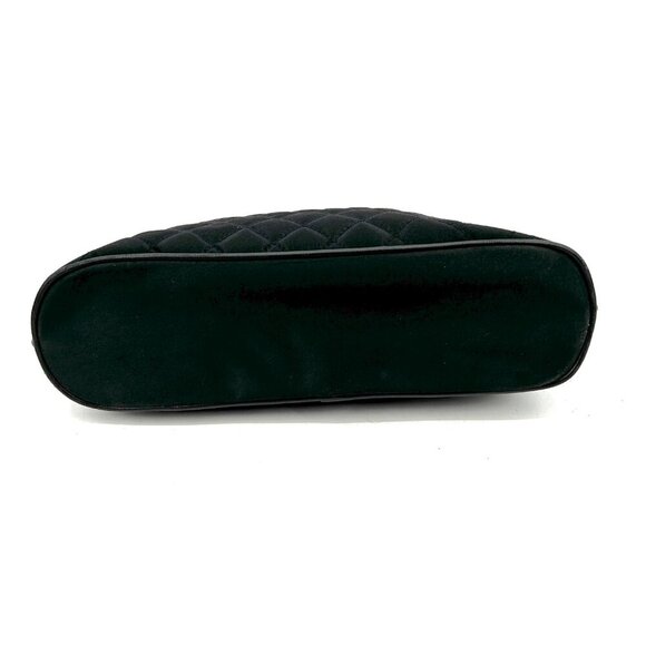 ST. JOHN Vintage Black Gold Tone Quilted Fabric Medium Shoulder Bag Purse - Picture 5 of 14